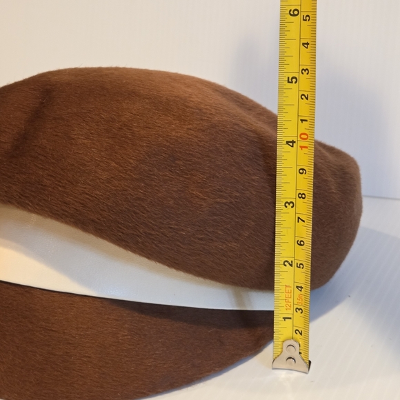 Vintage Ladies Hat Leslie James Felt Hat Copper Red 1950s 1970s Fedora Beret - Picture 14 of 14